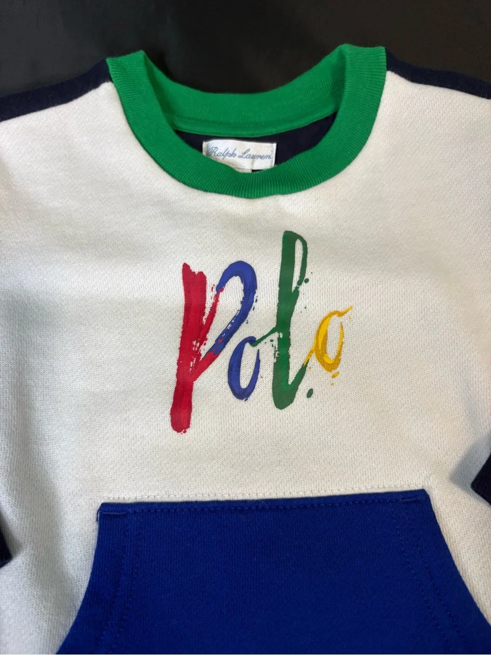 Ralph Lauren Colorblock Kids Sweatshirt - White, Green, Yellow, Pink, Blue, Navy